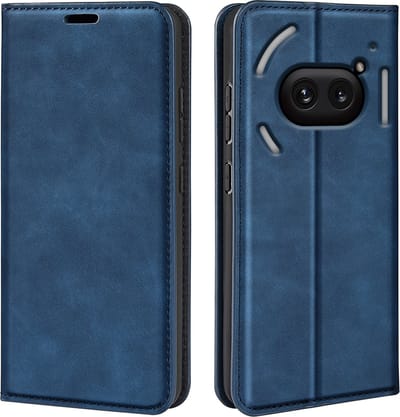 MobyDefend Hoesje - Geschikt voor Nothing Phone (2a) / Nothing Phone (2a) Plus - Luxe Wallet Bookcase (Magnetische Sluiting) - Blauw