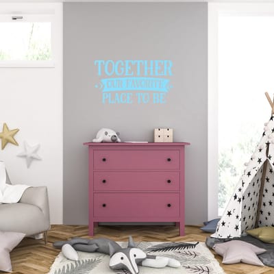Muursticker - Together Our Favorite Place To Be - 58 x 106 - Licht Blauw