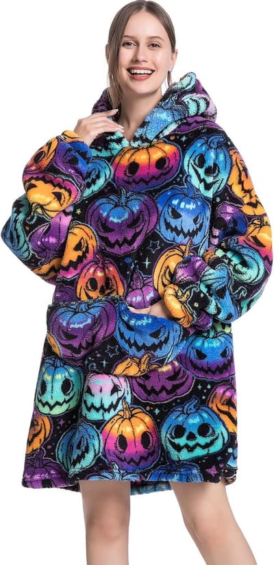 Oversized hoodiedeken met grote zak voor dames, heren en tieners - comfortabele en warme serfapleecedeken