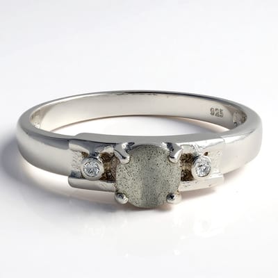 Cavill - Zilveren Ring - 925 Sterling Zilver - 0 41 ct Spectroliet Rond - 0 022 ct Witte Topaas - Elegante Damesring Maat 17