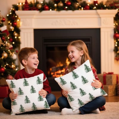 Decoratieve kerstkussens 60x60cm set van 2 met kerstboomdesign voor winterse woonkamer en bankdecoratie
