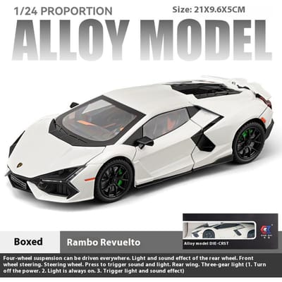 1:24 Modèles de Voitures Jouets Rambo Revuelto en Alliage Moulé sous Pression, Ornements de Modèles de Voitures de Sport à Quatre Portes, Cadeaux de Véhicules de Jeu pour Garçons