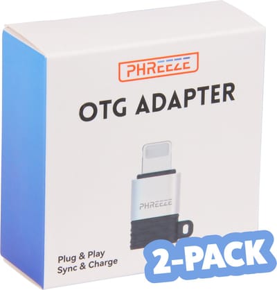 2x Phreeze Converter Micro-USB naar 8-Pin Adapter - Geschikt voor iPhone en iPad - Aluminium - Sleutelhanger