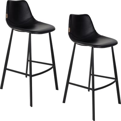 Dutchbone Franky Barkrukken rugleuning 80 cm Zwart - Set van 2
