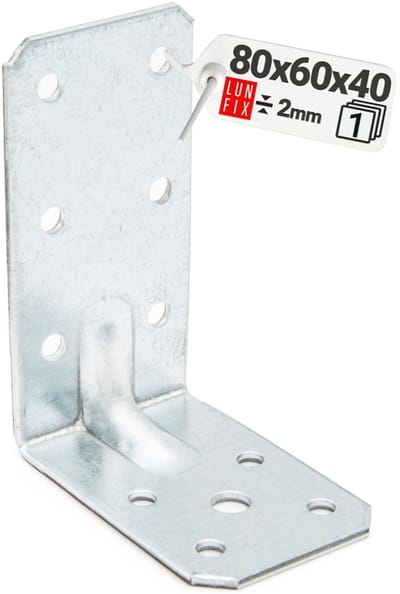 LUN FIX - Winkelverbinder 90 graden - 80x60x40x2 - versterkt met Steg - Konstruktionswinkel