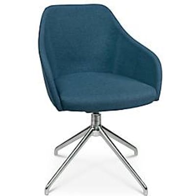 Conferentiestoel Topstar Sitness Life 2.1, draaibaar/zitting in hoogte verstelbaar, armleuningen, B 350-480 x D 460 x H 460-490 mm, 4-poots onderstel, gepolijst aluminium & stof, petrol