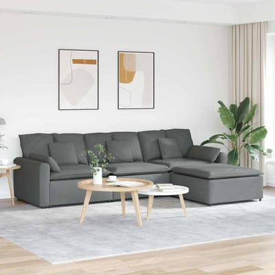 vidaXL - Modulaire - bank - met - voetenbank - en - kussens - donkergrijs