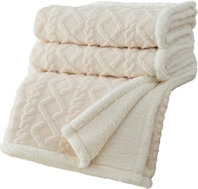 Livano Dekentje - Deken - Pluche - Wollen - Fleece - Plaid - Knuffeldeken - Bank Deken - Wit - 150x200cm
