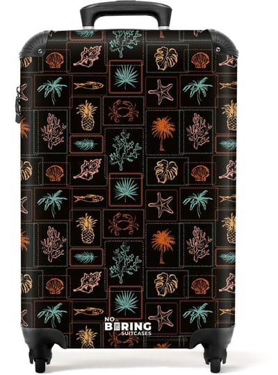 NoBoringSuitcases.com - Koffer - Donkere zomerse vibes print - Past binnen 55x40x20 cm en 55x35x25 cm - Trolley handbagage - Valiezen met wieltjes volwassenen - Reiskoffer op wielen - Rolkoffer lichtgewicht