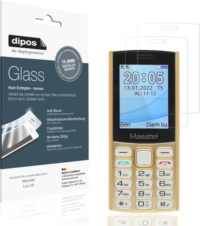 dipos – 2x Pantserfolie geschikt voor Masstel Lux 20 | 9H Screenprotector