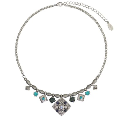 Behave Vintage ketting met stenen - 38 + 7 cm - blauw