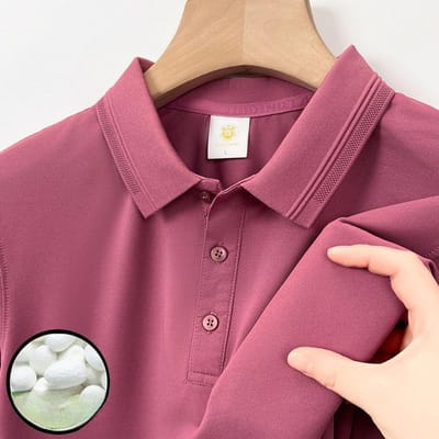 7A Ijszijde Kortemouw Naadloos Poloshirt voor Heren Zomer Effen Kleur Moerbeizijde Bamboevezel T-shirt L brown