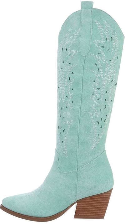 ZoeZo Design - laarzen - lange laarzen - western laarzen - cowboylaarzen - suedine - - groen - maat 38