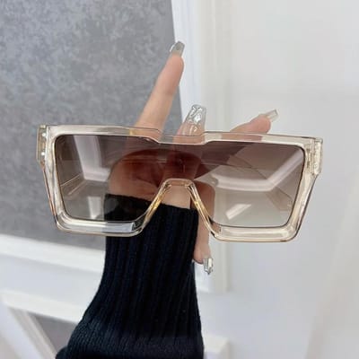 Lunettes de soleil carrées de designer premium pour femmes et hommes Monture surdimensionnée cool Lunettes de soleil pour femmes Couleurs dégradées Mode tendance Other