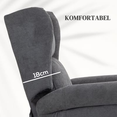 HAUSS SPOLE Relaxfauteuil - Elektrische Sta-Op Hulp - Verstelbare Rugleuning En Voetensteun - Voor Woonkamer En Tv-Hoek - Stof Donkergrijs