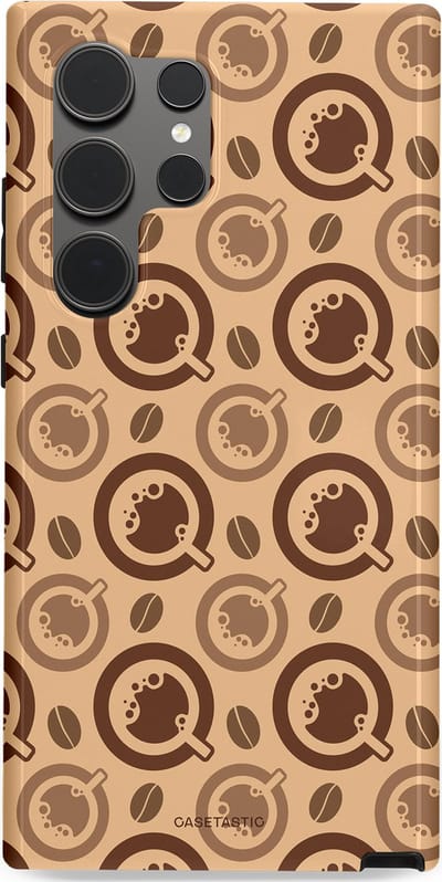 Casetastic Hoesje Geschikt voor Samsung S24 Ultra - Stijlvolle Beschermende Duo-layer Case - Cappuccino Ontwerp
