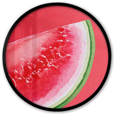 Poster in lijst Rond - Fotolijst 40x40 cm - Posters - Watermeloen - Rood - Zomers - Ronde posterlijst zwart - Decoratie - Wanddecoratie woonkamer - Muurdecoratie slaapkamer