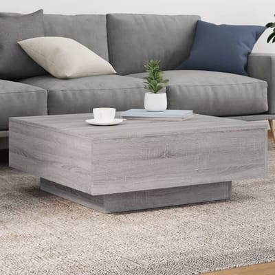 vidaXL - Salontafel - met - LED-verlichting - 80x80x31 - cm - grijs - sonoma - eiken