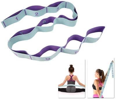 1 stuk stretchband, elastische yoga stretchband, yogaband met 11 ringen, geschikt voor pilates, dans, gymnastiek (blauw + paars)