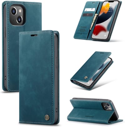 Casemania Hoesje Geschikt voor Apple iPhone 13 Emerald Green - Dunne Portemonnee Book Case - Slim Wallet Case met Pasjeshouder