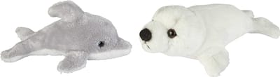 Ravensden - Pluche zeedieren knuffel set - dolfijn en zeehond pup