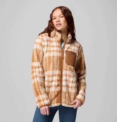 Vest Columbia Women West Bend Print Full Zip II Camel Brown Herringplaid-S