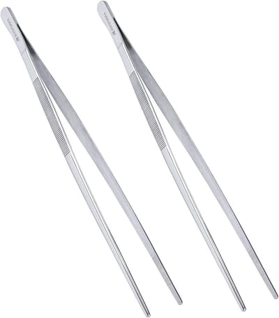 12 Inch RVS Voedselpincet met Precisie en Getande Tips, Set van 2, Perfect voor Koken en Grillen