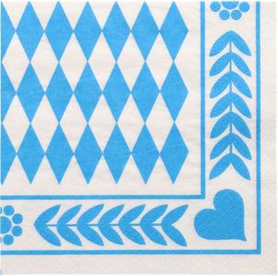 Servetten, 3-laags 1/4 vouw 33 cm x 33 cm "Beiers blauw" (100 stuks)