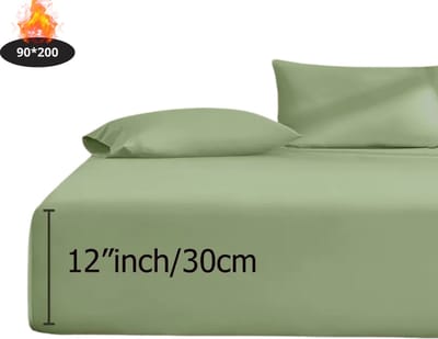 Nivard Hoeslaken Set - Inclusief Kussensloop - 3 Delige Set - Beddengoed - Fitted Sheet - Pillow Case - Bed - Matcha 90 x 200