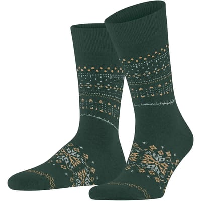FALKE Sky Limit gedessineerd wol viscose kasjmier sokken heren groen - maat 39-42