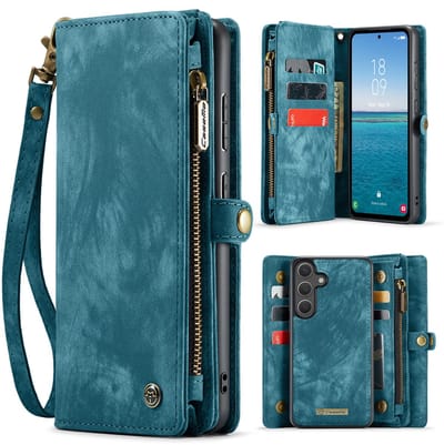 Caseme Geschikt voor Samsung Galaxy S25 FE hoes - Vintage 2 in 1 portemonnee - Blauw