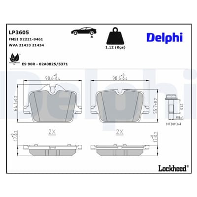 Remblokkenset, schijfrem DELPHI LP3605