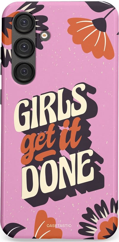 Casetastic hoesje geschikt voor Samsung Galaxy S25 Plus - Dubbellaagse bescherming - Girls get it done - Fashion Case - Lila Donkergrijs Terracotta