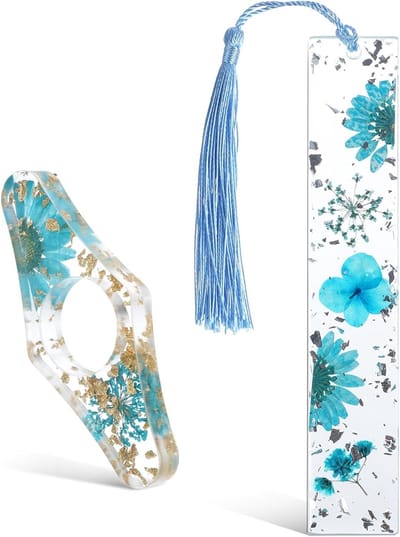 2 Stuks Resin Bloemen Boekenleggers Set, Gedroogde Bloemen Bookmark, Transparante Boekopeners voor Lezers en Onderwijzers