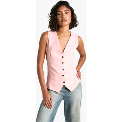 boohoo Dames Hoge Geweven Getailleerd Gilet | Baby Pink | Maat: 8