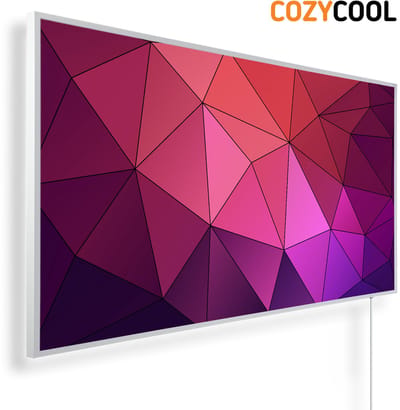 Infraroodpaneel met afbeelding | Abstracte achtergrond van driehoeken | 1200 Watt | Witte lijst | Infrarood verwarmingspaneel | Infrarood paneel | Infrarood verwarming