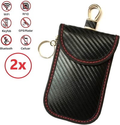 Rfid beschermhoes autosleutel Carbon-look voor Autosleutel en Pasjes (2 pack)-HC / RFID keyless entry en keyless go met dubbele voering / Faraday Kooi Hoesje / Keyless Entry Go Sleutel Etui.