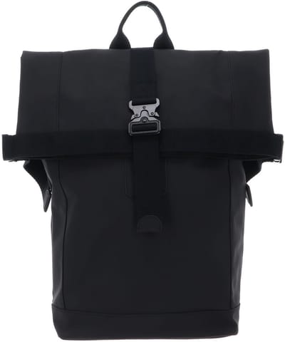 Ted Baker vrijetijdsrugzak rugzak met laptopvak Rivers Rubberised PU Roll Top Backpack Black zwart