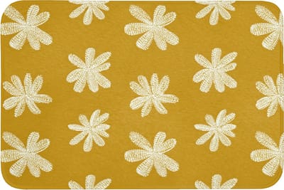 WC mat 90x60 cm - Antislip - Bloem - Speels - Okergeel - Toiletmat - Vloermat - Douchemat - Toilet tapijt - Toiletmatten