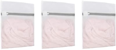 Dailygoods- Waszakken - 3-pack honingraat mesh - Ergonomisch ritssluiting - Voor delicate kleding - Lichtgewicht en compact - Milieuvriendelijk alternatief (30x23cm) - Wasnetjes