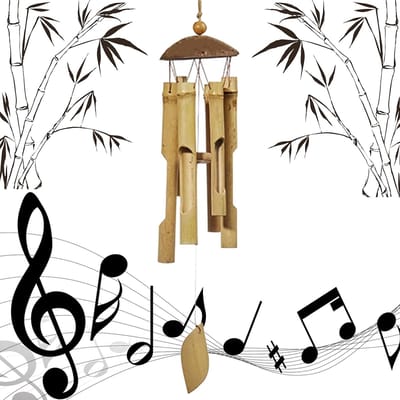 Dailygoods- Windgong Uniek Ontwerp - Bamboe Tuindecoratie - Decoratieve Versiering - Buiten/Binnen - Natuurlijk Geluid - Rustige Sfeer