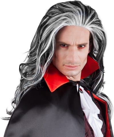 Boland - Pruik Vampire Louis Grijs - Golvend - Lang - Mannen - Vampier - Halloween en Horror