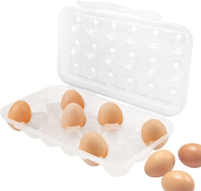 Draagbare eierdoos voor 18 eieren - Plastic eierhouder voor koelkast, keuken en kamperen, ideaal voor picknicks en reizen