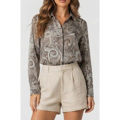 GUESS Marciano By  New Melissa Shirt Floral Paisley Taupe Taglia: 38 | Magliette intime Outlet | Donna | Nero