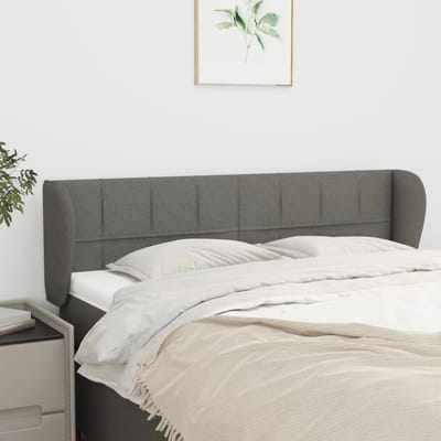 vidaXL - Hoofdbord - met - randen - 147x23x78/88 - cm - stof - donkergrijs