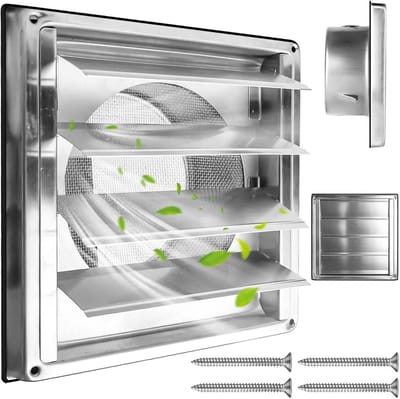 Ronde RVS Ventilatie Rooster 125mm Met Terugslagklep en Insectengaas