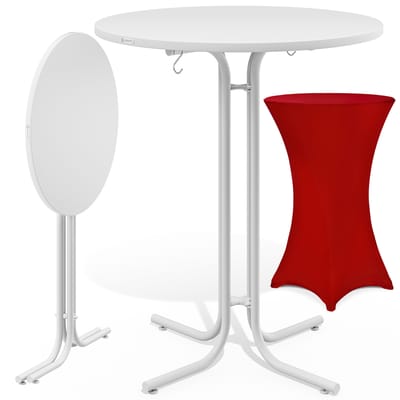 Statafel Wit 110x70cm + statafelhoes Rood Ø70cm