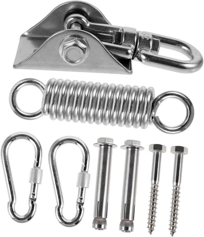 Hangmat Ophangset - Schommel Haken - Buiten Ontspannen - Robuust Roestvrij Staal - Complete Set - Zilver