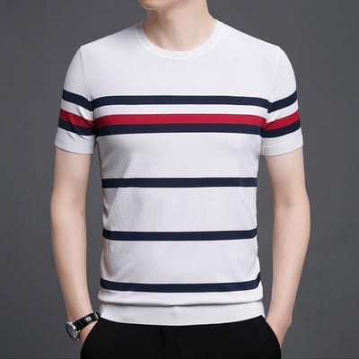 T-shirts pour hommes à manches courtes et col rond, style estival nouveau et tendance, pour jeunes et d'âge moyen, hauts pour hommes style coréen XXXXL blanc