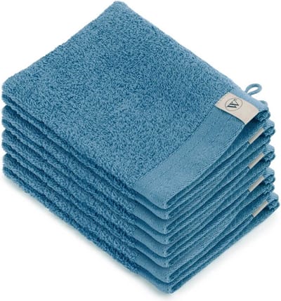 Walra Washandjes 8 stuks - 8x 16x21 - 100% Katoenen washand met ophanglusje en luxe brede boord - Petrol